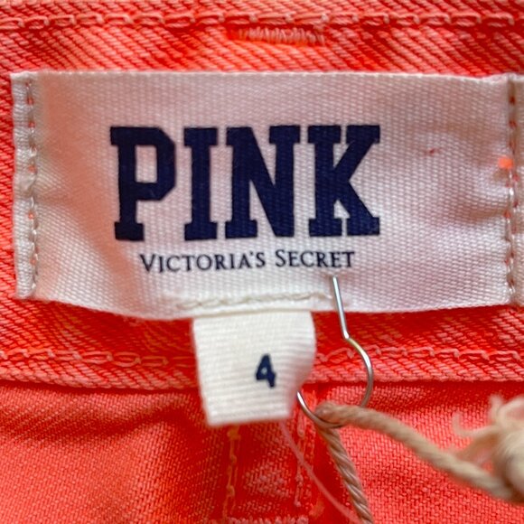 New Victoria's Secret Pink Shorts 4 Neon Coral Orange Denim Style NWT - Picture 8 of 10